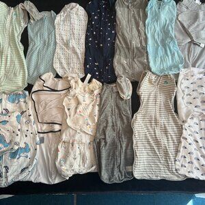 Lot of 13 Assorted Size Sleepsacks Halo Happiest Baby Swaddle Zipper Sleep Bag